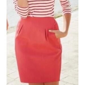 Boden Lucy Skirt Women’s Sz 12L Coral High Waist A-Line Knee Length Pockets Tall